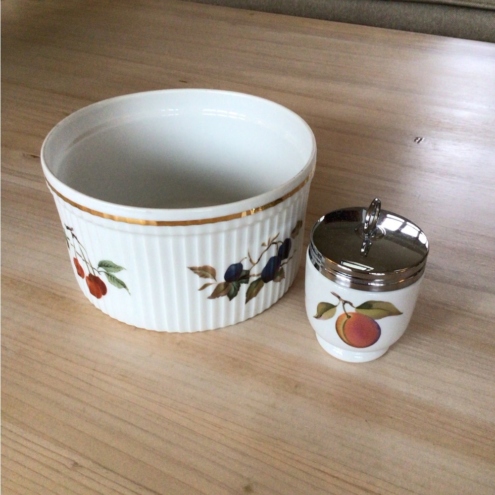 Royal Worcester Evesham Soufflé Dish Egg Coddlers Baking Porcelain Oven …
